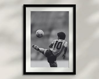 Póster de Maradona, impresiones fotográficas, arte mural en blanco y negro, póster de fútbol, impresiones retro, fútbol, arte mural con calidad de museo, impresiones retro