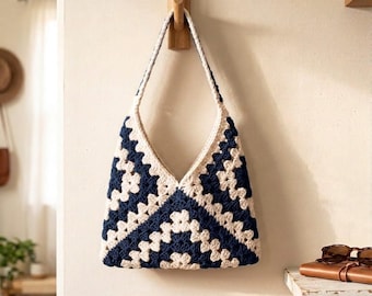 Granny Square Bag Crochet: Beginner-Friendly Tote backpack Pattern, 3 Squares DIY Pattern PDF Download