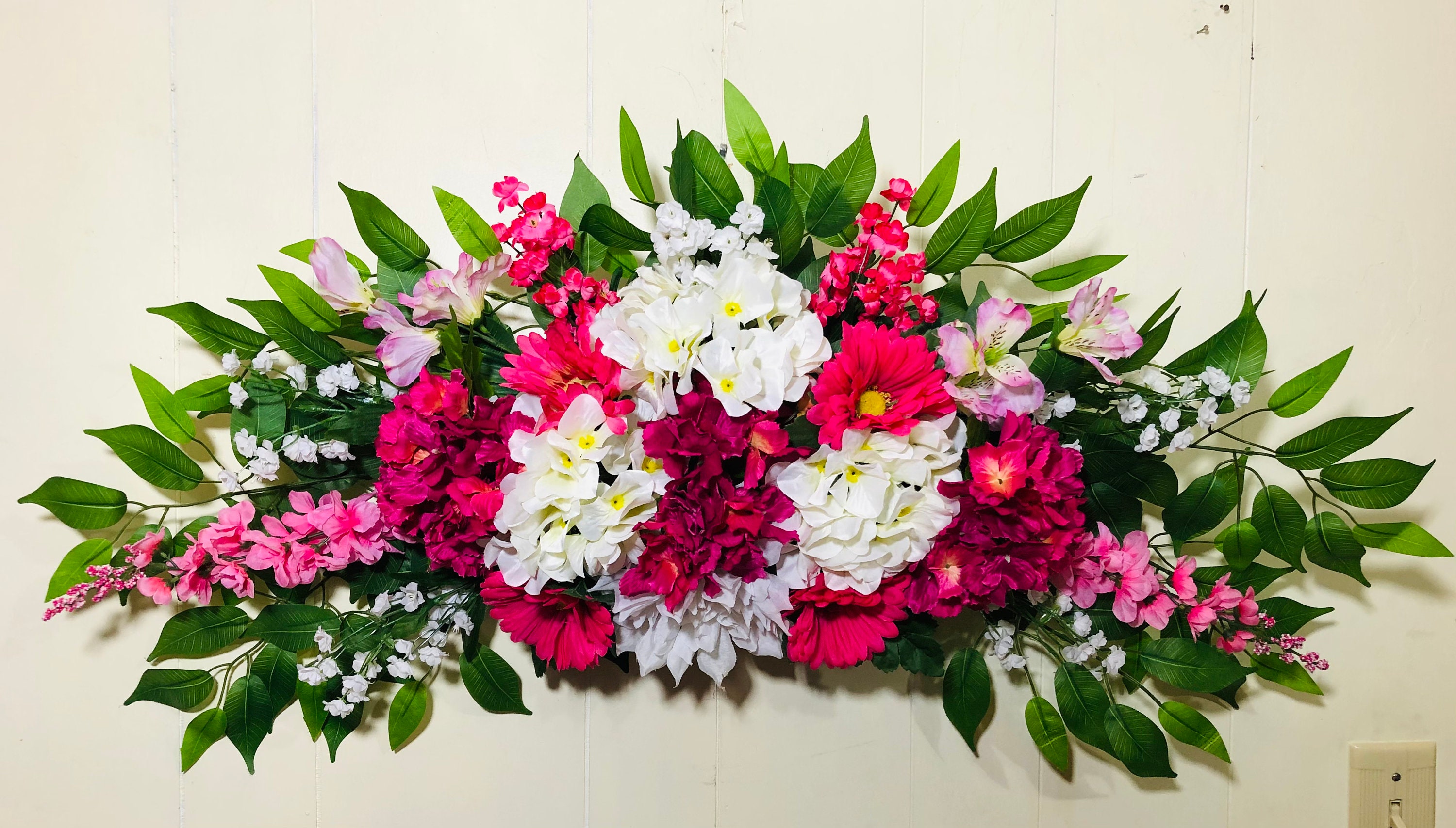 Swag Wreath Wall Decor Bedroom Decorations Floral Swag Wall Etsy