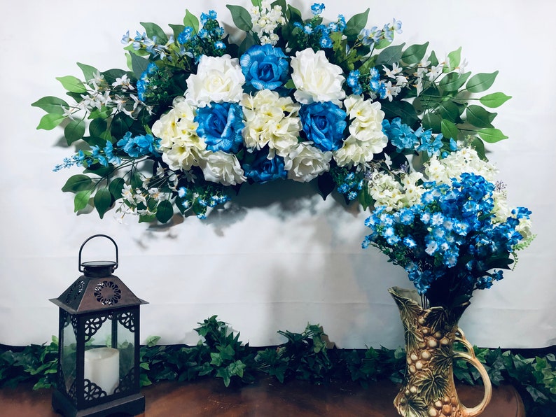 Wall Swag Blue White Bedroom Wall Decor Centerpiece for Etsy