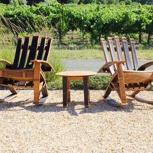 Two Wine Barrel Rocking Chairs and Table Set with Free Laser Engraving