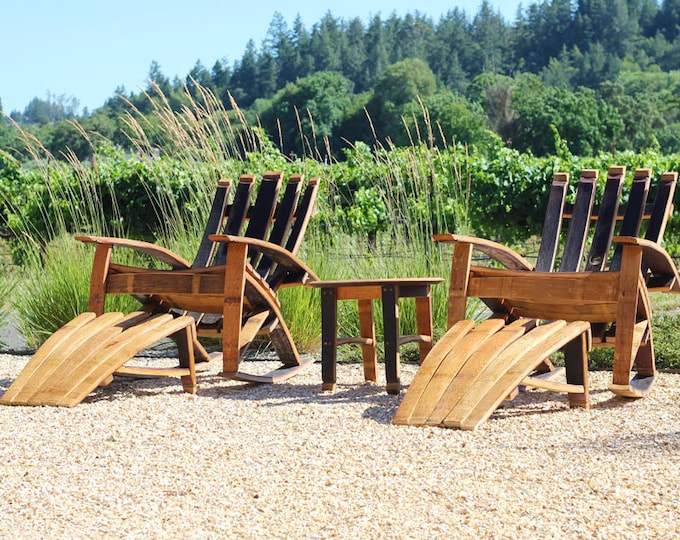 Two Wine Barrel Rocking Chairs Two Ottomans and Table Set Etsy