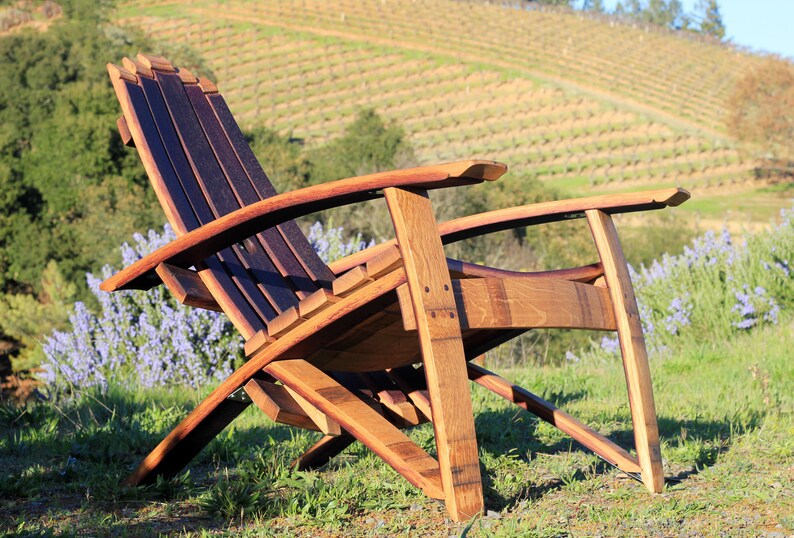 Two Wine Barrel Adirondack Chairs Two Ottomans and Table Set Etsy Canada