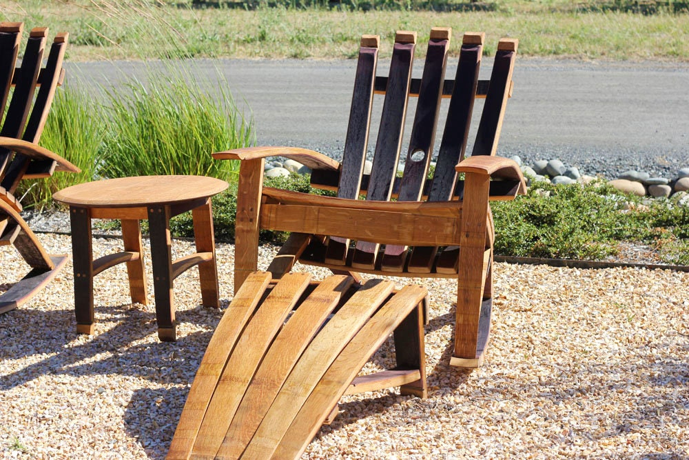 Two Wine Barrel Rocking Chairs Two Ottomans and Table Set Etsy