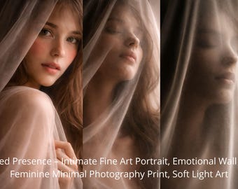 Veiled Presence Print – Feminine Fine Art Photography, Minimalist Portrait