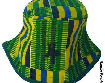 African Wax Print Bucket Hat | Unisex Geometric Cotton  display picture 2