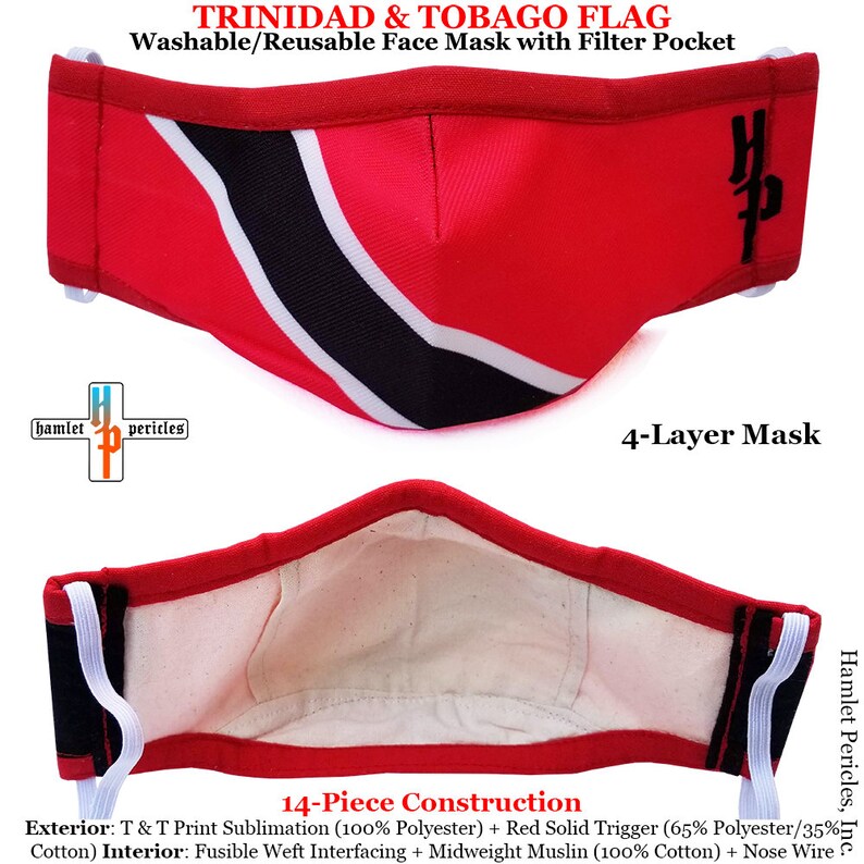 Trinidad & Tobago Flag Face Mask W/ Filter Pocket Etsy