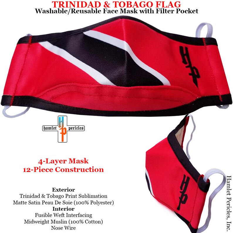 Trinidad & Tobago Flag Face Mask W/ Filter Pocket Etsy
