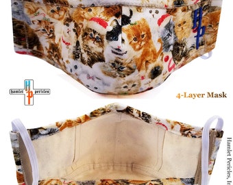 Cat Collage Print Face Mask: 4-Layer Cotton Mask