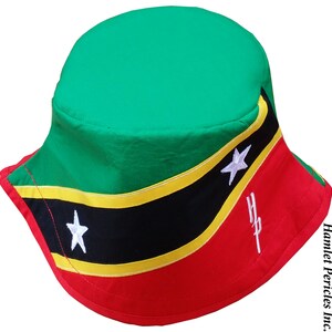 Saint Kitts and Nevis XL Bucket Hat | Saint Kitts and Nevis Flag Hat | Unisex Country Hat | Caribbean Island Country Hat by Hamlet Pericles