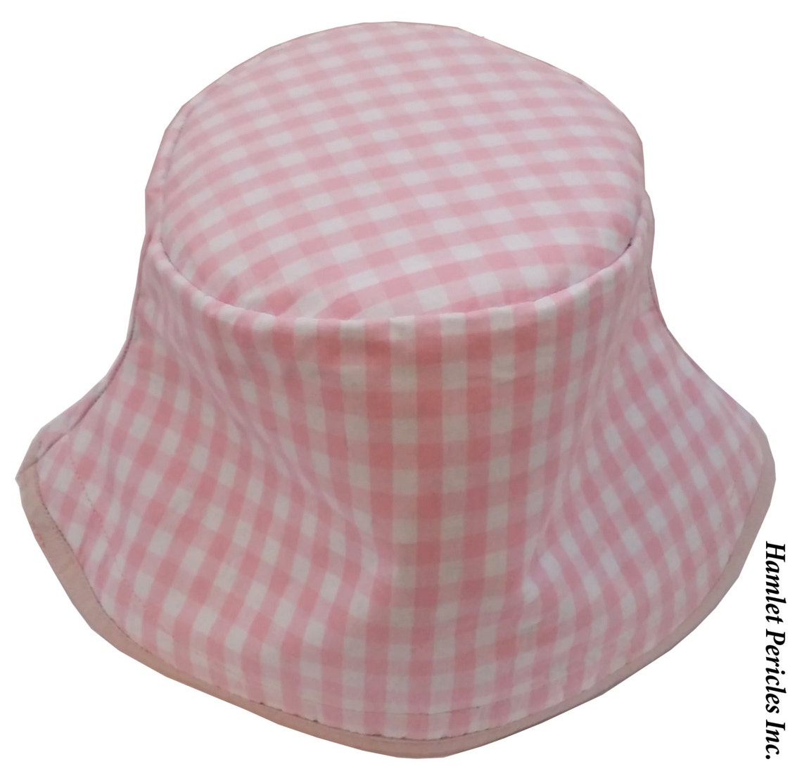 Pink Gingham Women's Bucket Hat Pink and White Hat Check Checkered Hat