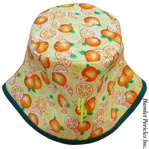Orange-fruit, Green-Base Unisex Bucket Hat | Oranges | Slices of Oranges | Food Hat by Hamlet Pericles | HP81715b