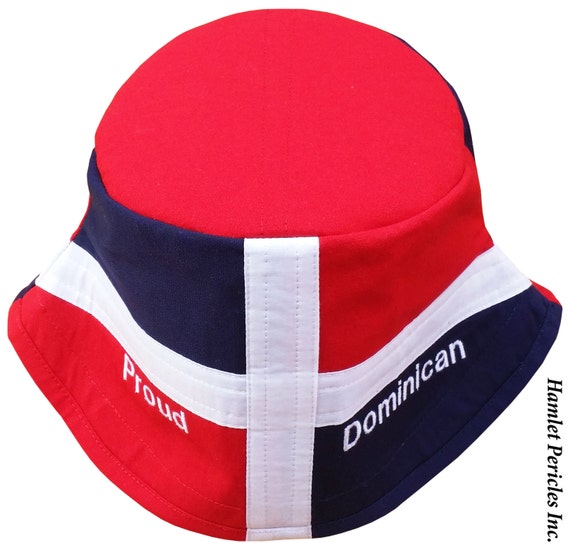 Dominican Republic XL Flag Bucket Hat Proud Dominican Embroidered Hat  Dominican Flag Red White Blue Hat by Hamlet P. Hp3216a 