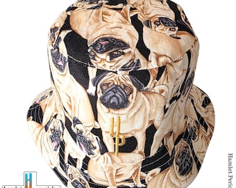 Pugs Dog Collage Cotton Bucket Hat, Pugs Allover