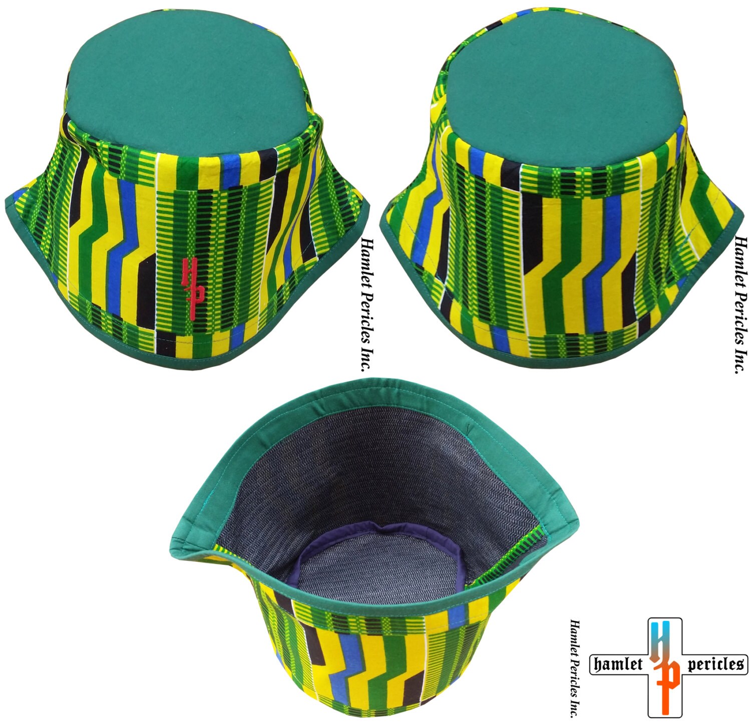 African Kente Greentop Bucket Hat Kente Hat African Hat Kente Cloth