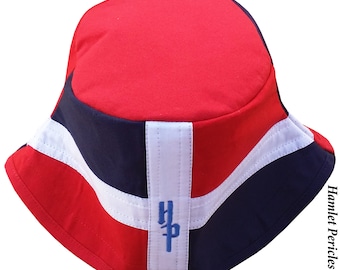 Dominican Republic Red-top Flag Bucket Hat | Dominican Hat | Hispaniola | Dominican Flag | Red White Blue Hat by Hamlet P. | HP3116