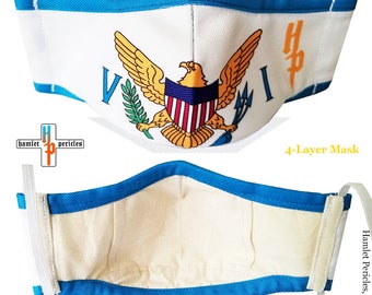 US Virgin Islands Flag Face Mask | 4-Layer Cotton Interior