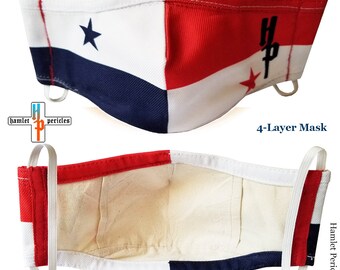 Panama Flag Face Mask w/Interior Filter Pocket | Panamanian Flag Mask | Washable Reusable Cotton Interior Mask | 4-layer Mask | FM7620PAN