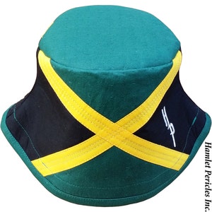 Jamaica Flag Green-top Bucket Hat | Country Hat | Caribbean | Black, Green, Gold Hat | Jamaica Hat by Hamlet Pericles | HP81215a