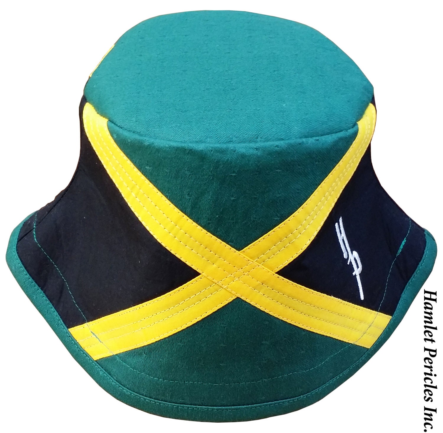 Jamaica Flag Greentop Bucket Hat Country Hat Caribbean Etsy