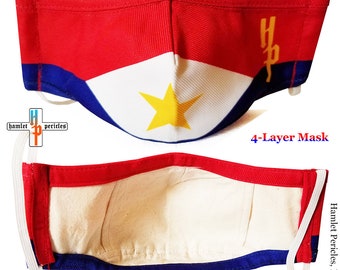 Saba Flag Face Mask | 4-Layer Cotton Interior, Filter Pocket
