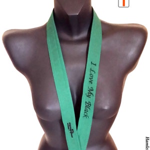 I Love My Black Embroidered Unisex Lanyard | Green Lanyard | Fabric Lanyard | Work Badge Swivel-hook Lanyard by Hamlet Pericles | L12216e