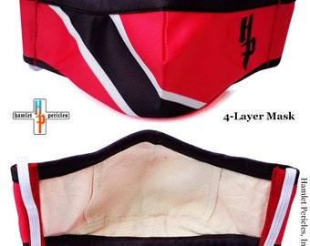 Trinidad & Tobago Flag Face Mask: 4-Layer Cotton Interior