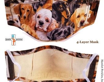Dog Collage Print Face Mask | 4-Layer Cotton, Washable