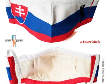 Slovakia Flag Face Mask | 4-Layer Cotton Interior, Filter Pocket