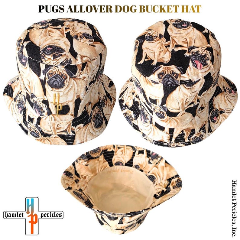 Pugs Dog Collage Cotton Bucket Hat, Pugs Allover - Etsy