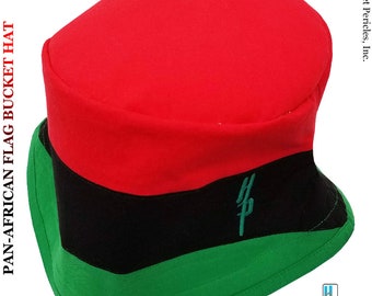 Pan-African Flag Redtop Unisex Bucket Hat | XL African Hat | Red, Black, Green Hat | Tricolor African Hat by Hamlet Pericles| HP3918