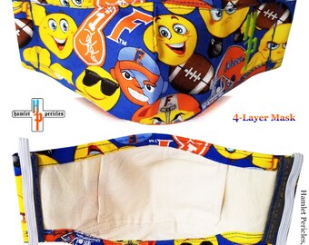 Florida Gators Emoji Face Mask | 4-Layer Cotton Mask with Filter Pocket