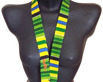 African Kente Unisex Lanyard | Kente Cloth | Embroidered Lanyard | Fabric Lanyard | Work Badge Swivel-hook Lanyard by Hamlet Pericles