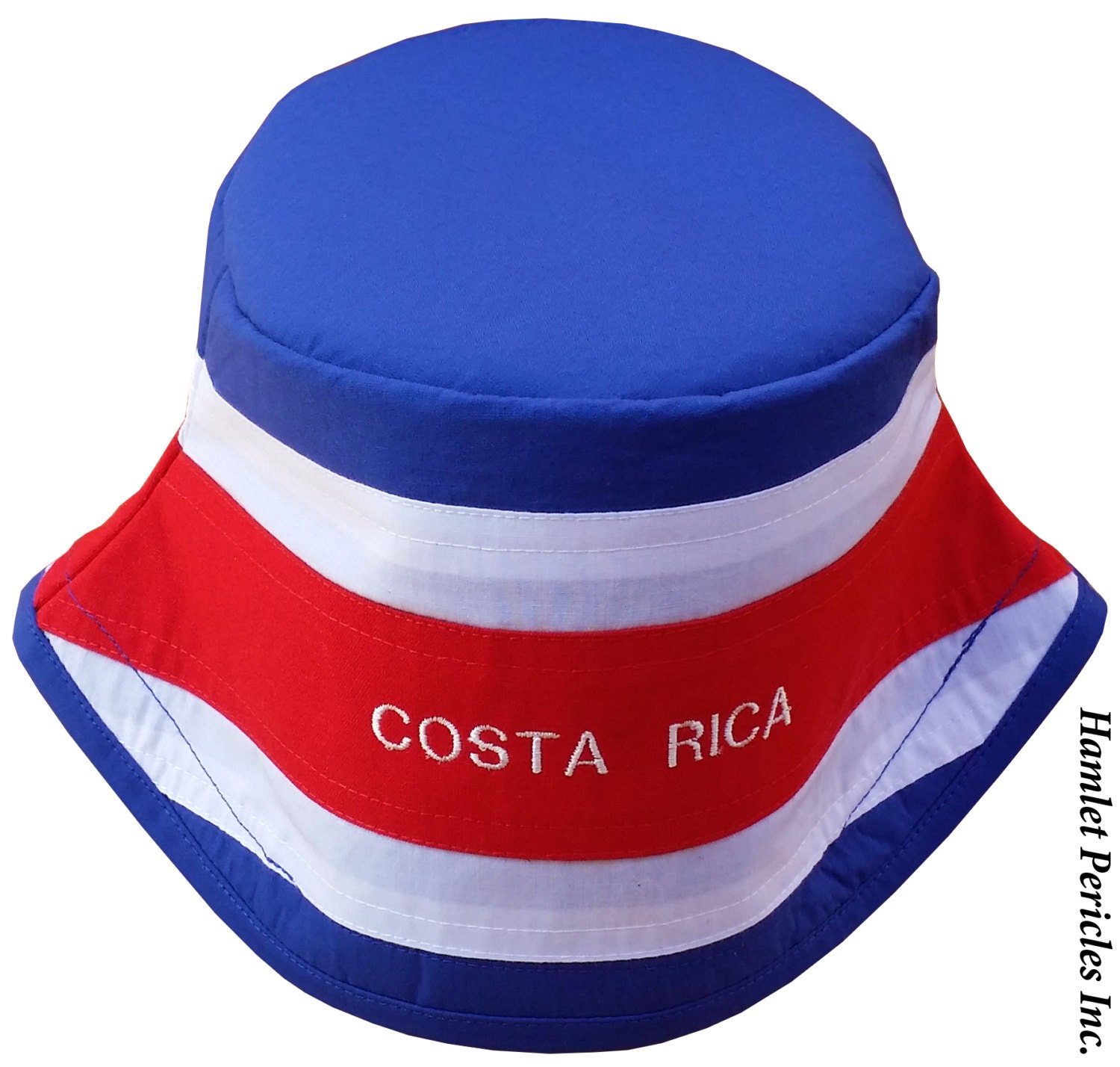 Costa Rica Embroidered Flag Bucket Hat Costa Rica Flag Costa Rican Country  Flag Hat Stripe Red White Blue Hat by Hamlet P Hp21116b 