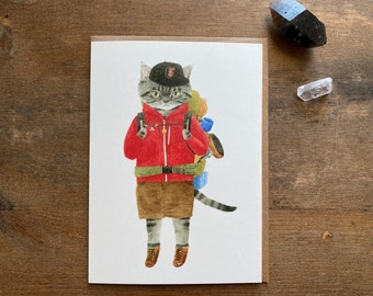Travel cat "Jackson" All purpose greeting card with a craft paper envelope,