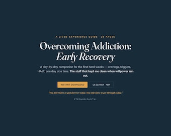 Sobriety Workbook, Addiction Recovery Journal PDF, Early Recovery Printable, Craving Tools Self Help, Instant Digital Download