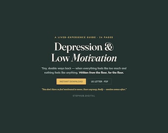 Depression Workbook, Low Motivation Self Help Journal PDF, Mood Tracker Printable, Mental Health Tools, Instant Digital Download