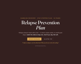 Relapse Prevention Plan | Gambling Recovery | Stay Gambling Free | Digital Download