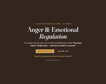 Anger Management Workbook, Emotional Regulation Guide PDF, Self Help Printable Journal, Cool Down Tools, Instant Digital Download