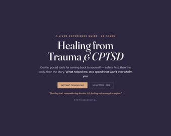 Trauma Healing Workbook, CPTSD Recovery Journal PDF, Grounding Tools Printable, Inner Child Self Help, Instant Digital Download