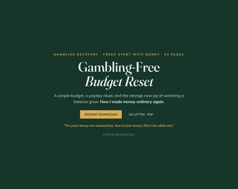 Gambling Free Budget Sheet | Gambling Recovery | Budget Planner | Digital Download