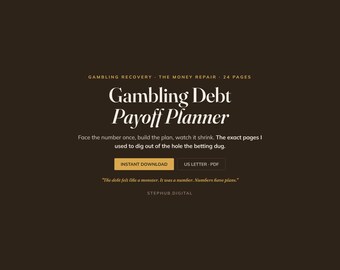 Gambling Debt Payoff Planner | Gambling Recovery | Financial Recovery | Digital Download