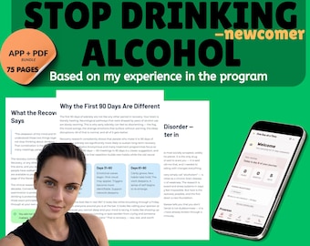 How to Stop Drinking Alcohol Workbook + AA Recovery App, 90 Day Sobriety Bundle, AA 12 Step Companion, Urge Surfer Tool