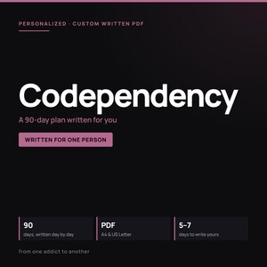 Piano di recupero dalla codipendenza / Quaderno di lavoro personalizzato di 90 giorni / PDF personalizzato / Pagine su limiti, compiacere gli altri e riflessione quotidiana