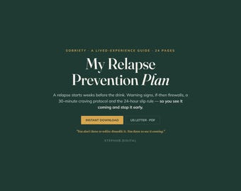 Relapse Prevention Plan | Alcohol Recovery | Stay Sober Workbook | Digital Download