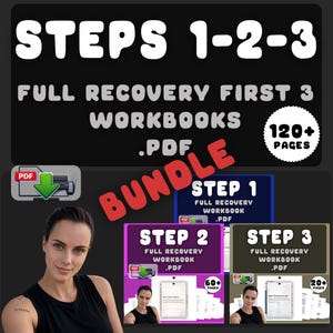 Steps 1 2 3 Recovery Workbook Bundle | 12 Step Program | AA NA Printable PDF | Sobriety Guide | Beginner Recovery Workbook | Foundation