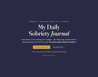 Daily Sobriety Journal | Alcohol Recovery | Morning & Evening Check-In | Digital