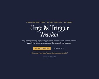Urge & Trigger Tracker | Gambling Recovery Tool | Stop Gambling | Digital Download