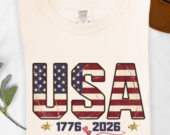 USA 1776 2026 Shirt Patriotic America Flag 250th Anniversary Stars and Stripes Retro Tee