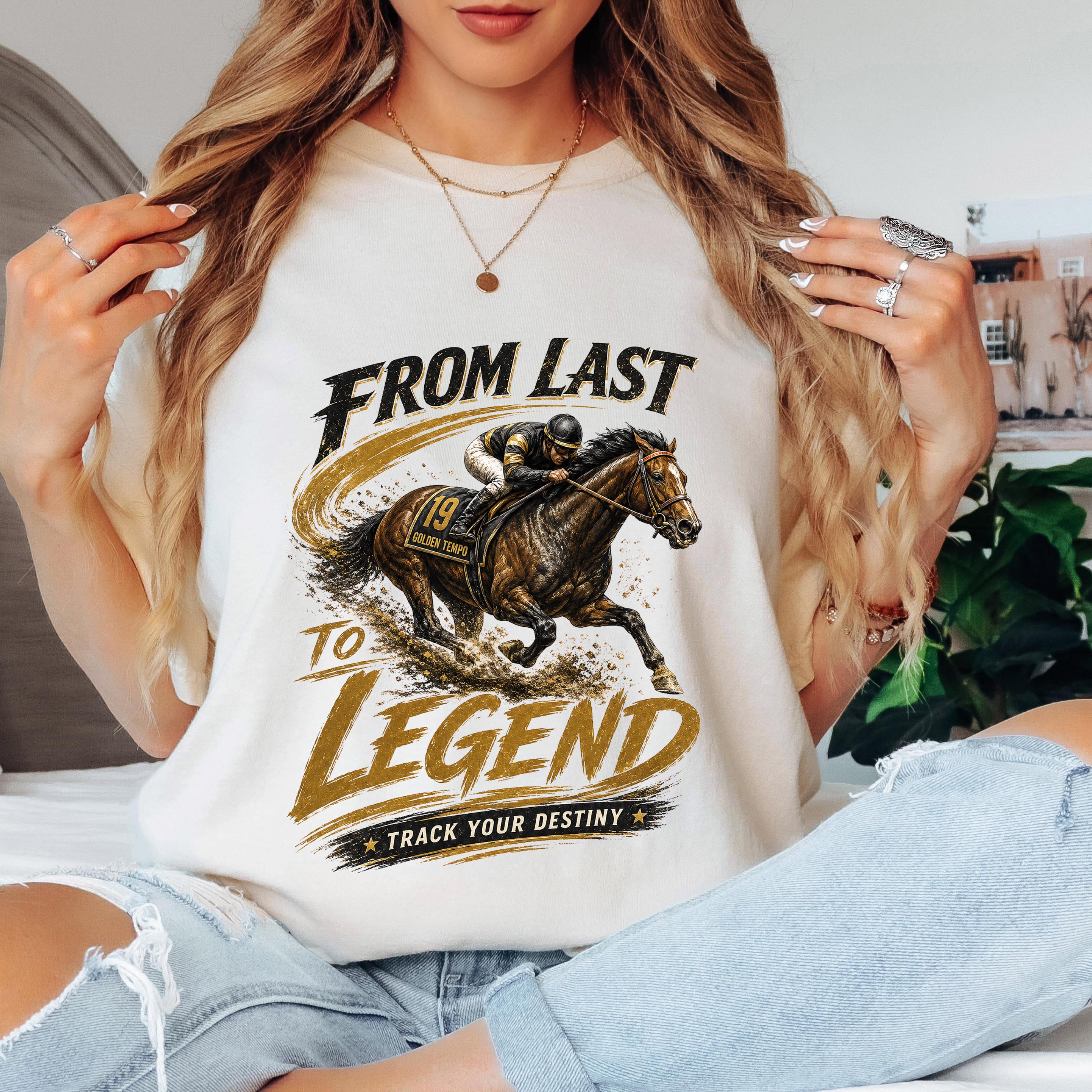 From Last To Legend Horse Racing Shirt,Vintage Jockey Equestrian Gift,Track Your Destiny Tee,Golden Tempo T-Shirt,Kentucky Derby Winner Tee
